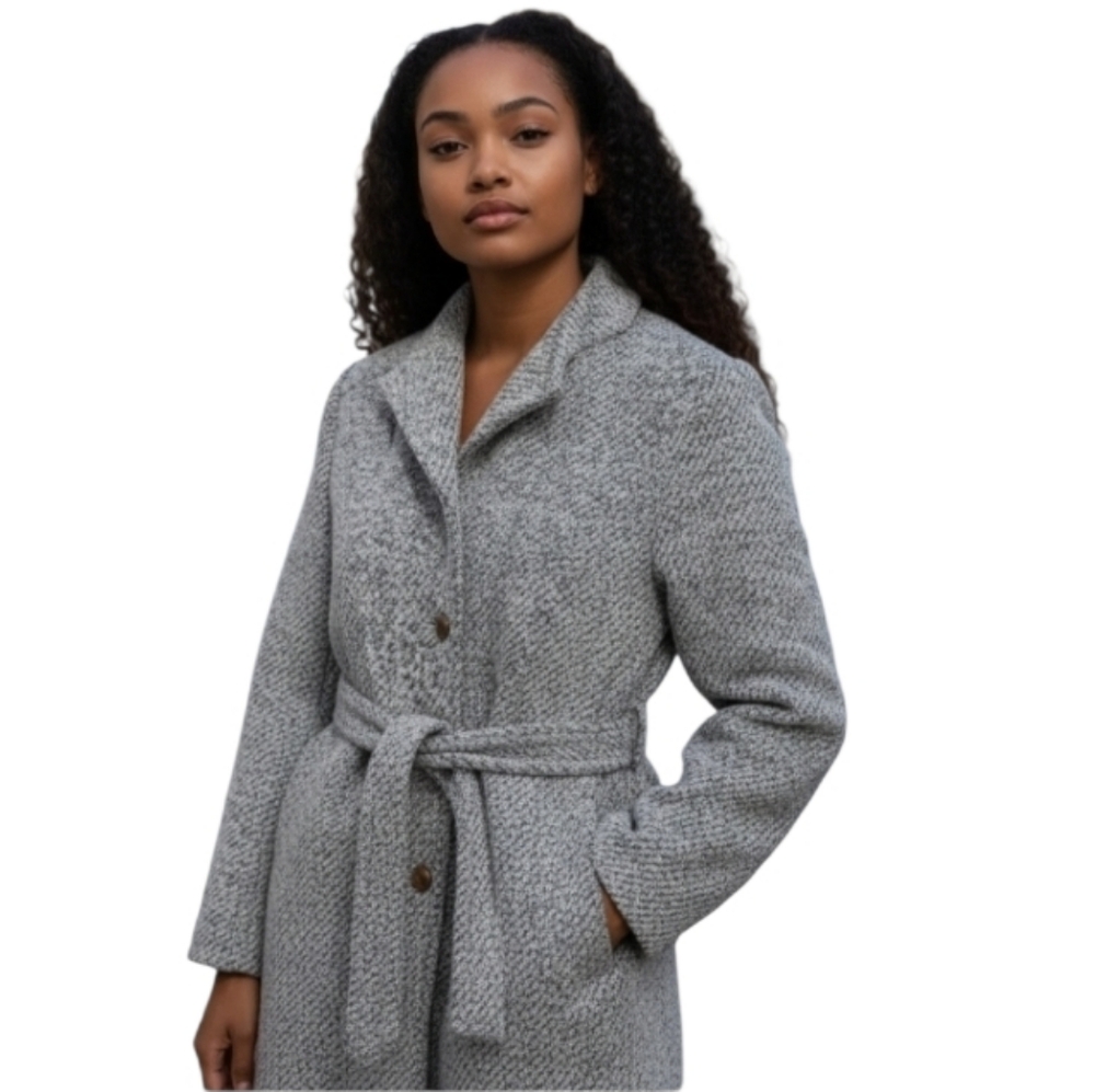 Niccolini Vintage Womans Mohair Wool Overcoat Brown Cream Size Large